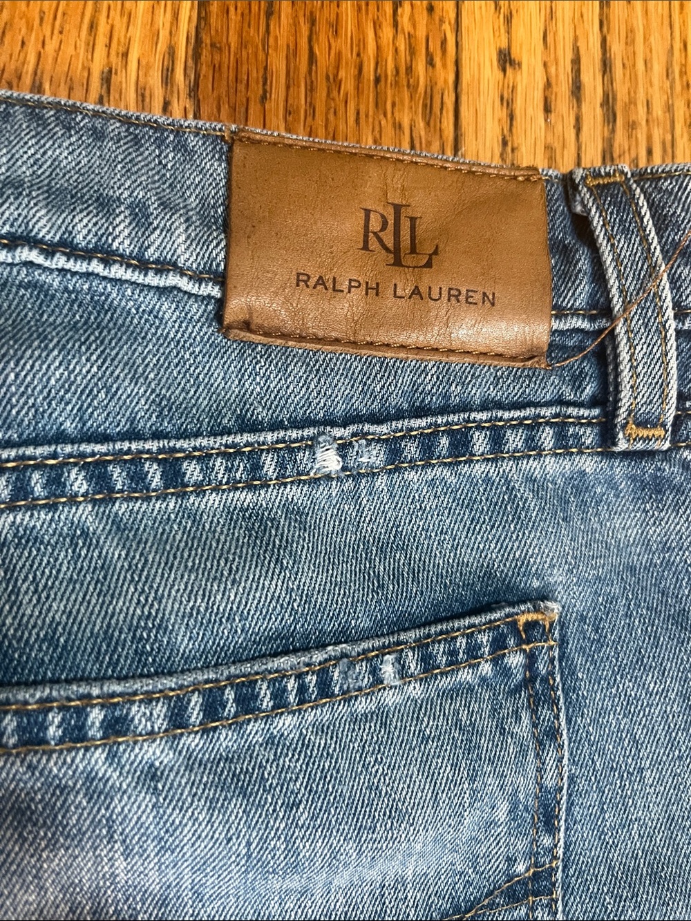 Ralph Lauren Plus Size Patchwork Boho Relaxed Tapered Jeans in Skye Wash - Picture 7 of 9